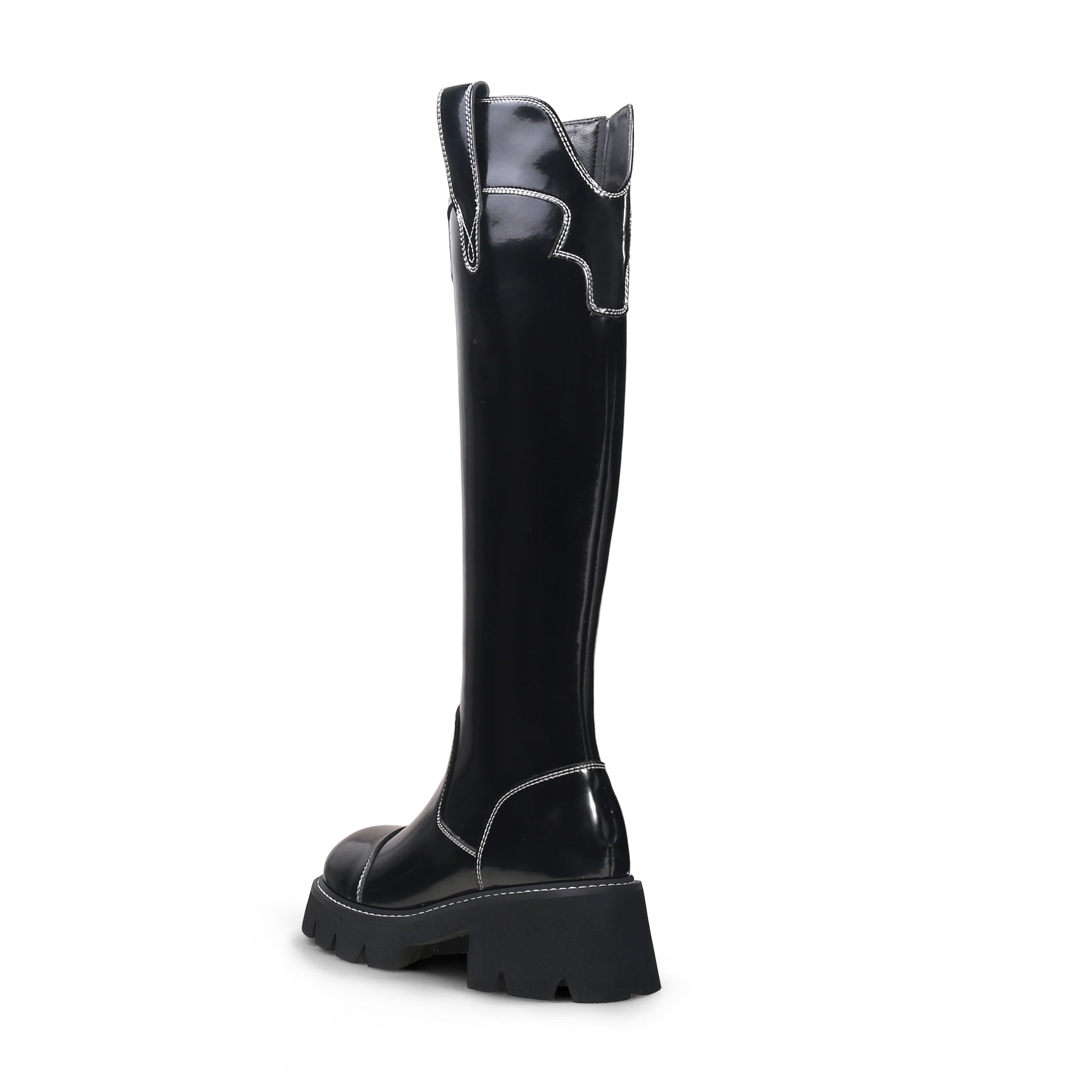 Retro Black Knee-High Boots-3