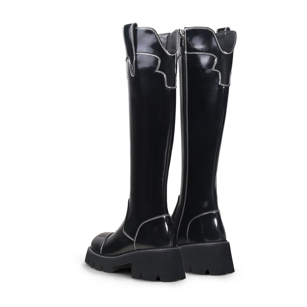 Retro Black Knee-High Boots-4