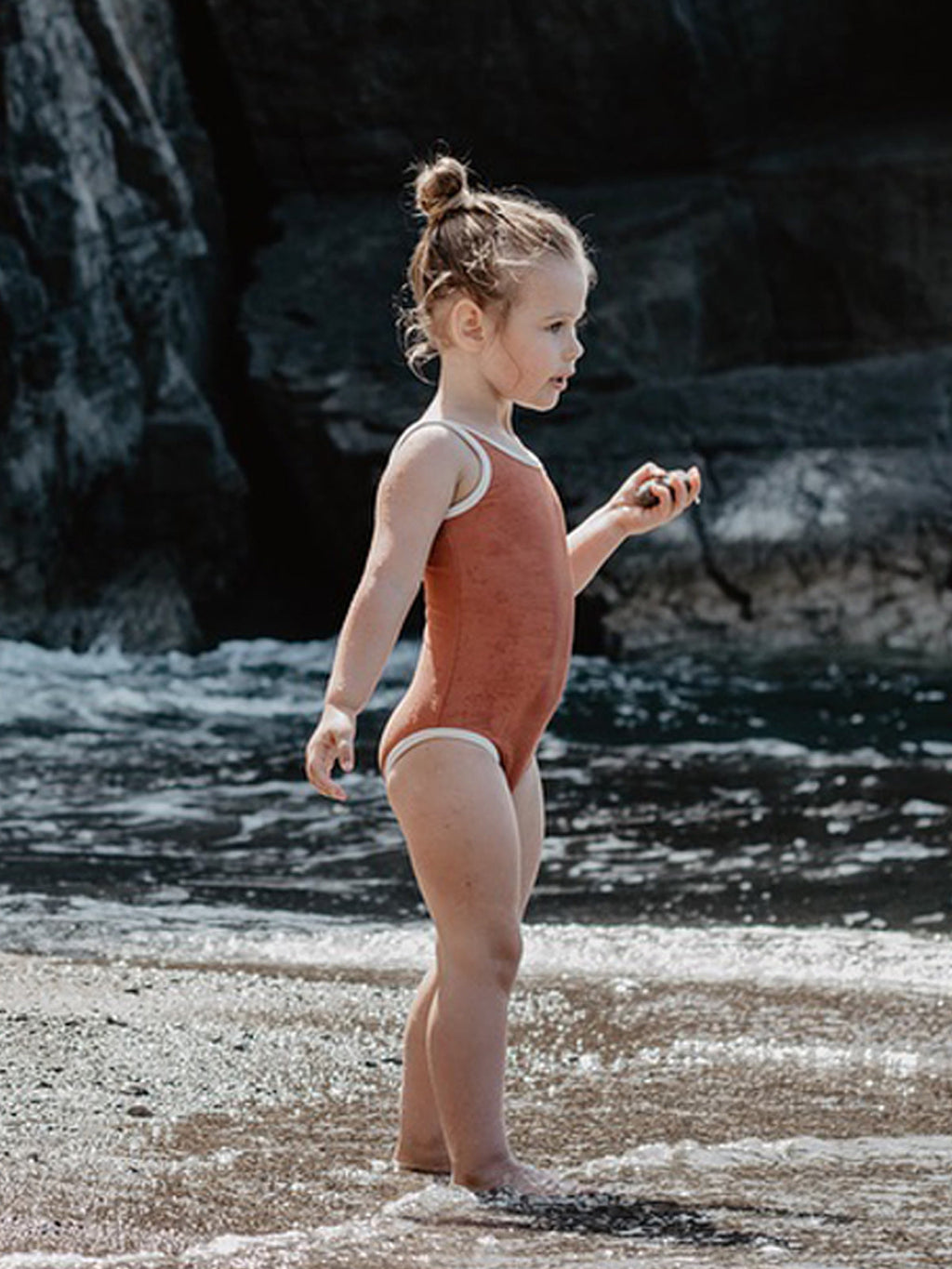 Rib Knit One-piece Swimsuit for Girls