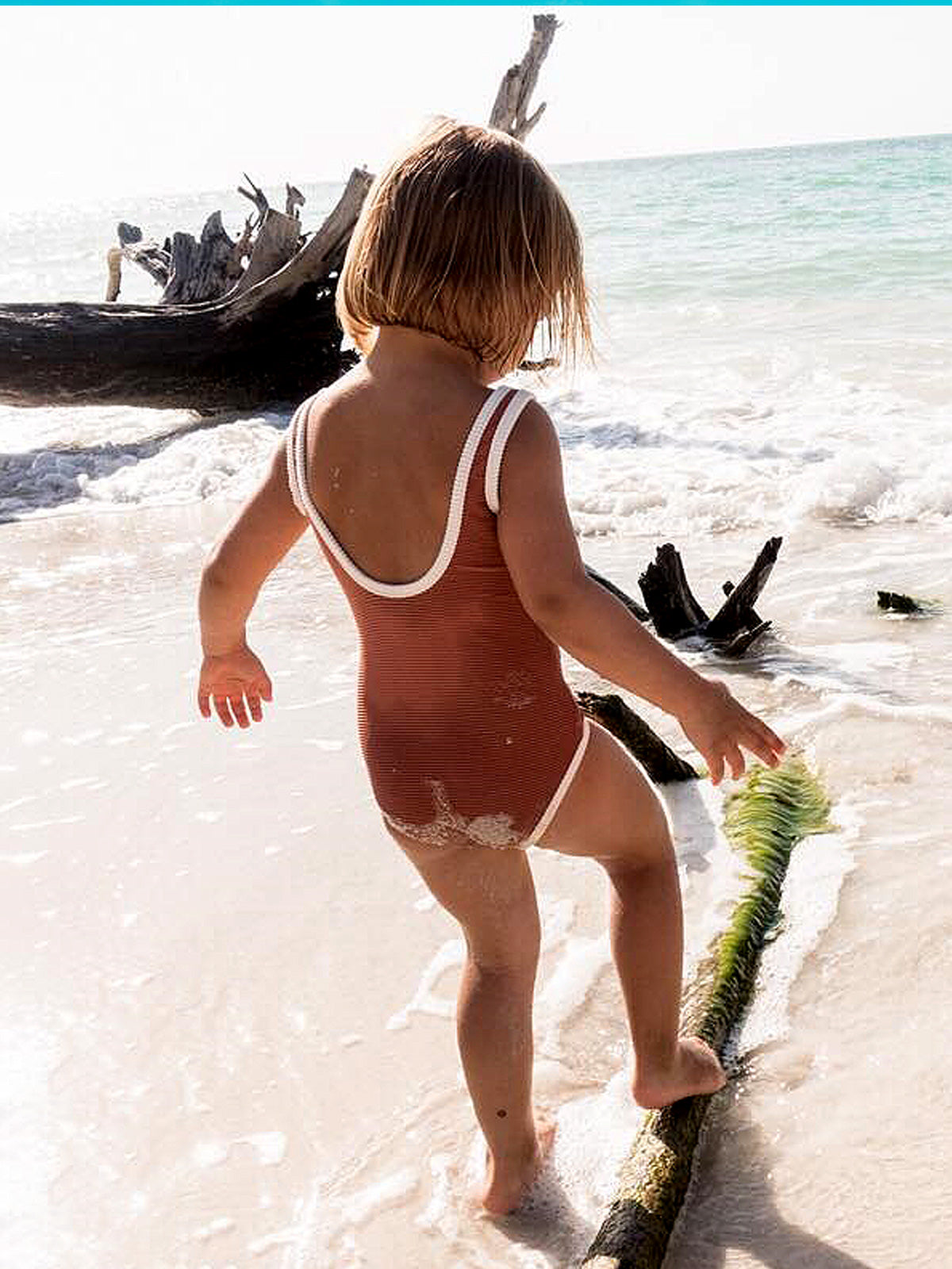 Rib Knit One-piece Swimsuit for Girls