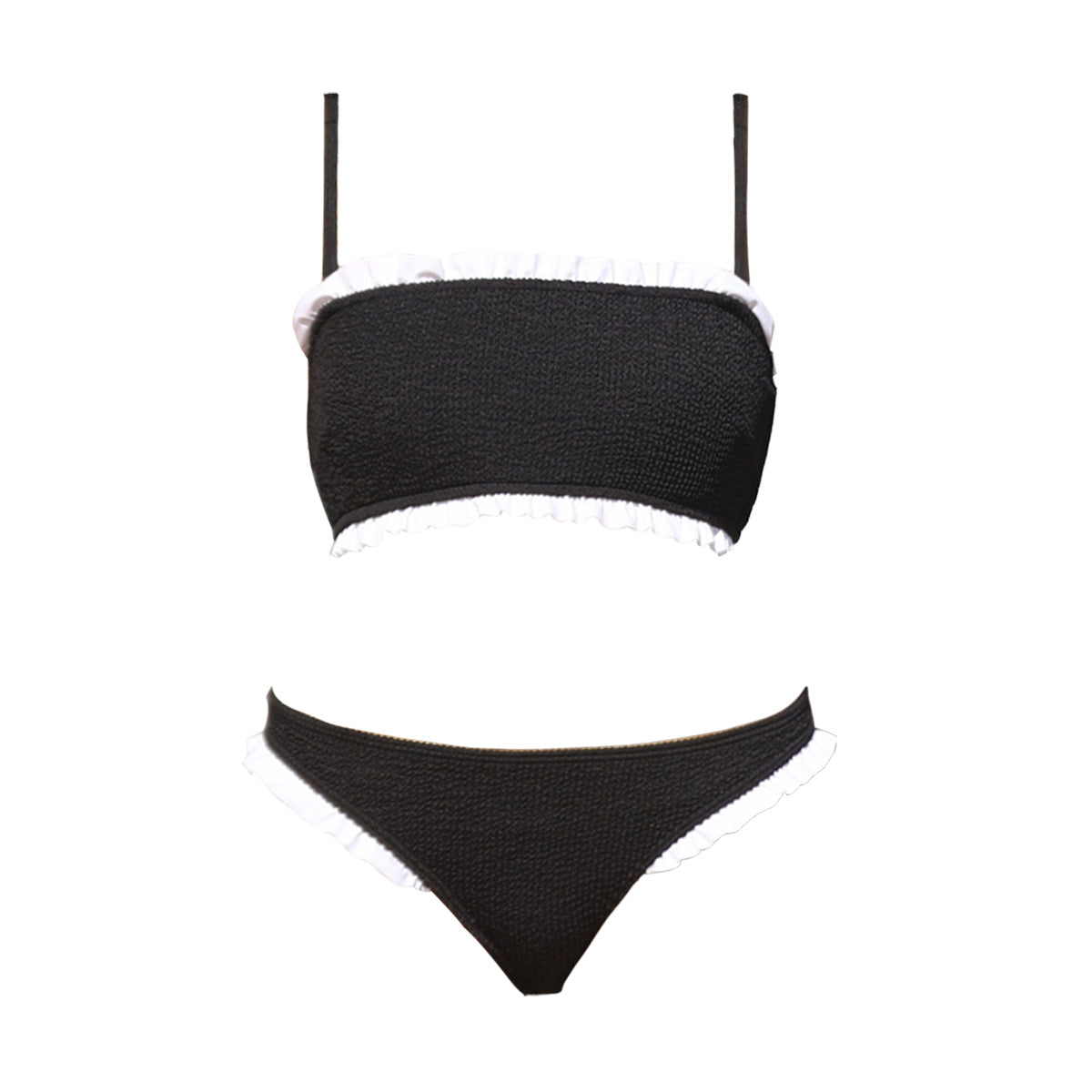 Ruffle Trim Two Piece Bandeau Swimsuit