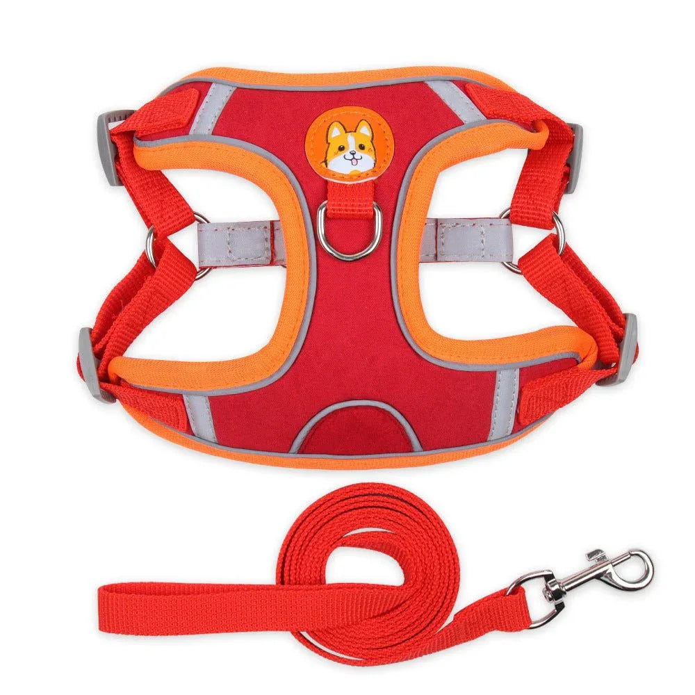 Safe Reflective Dog Pet Harness With Leash