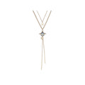 Saturn Planet Pendant Double-layed Gold Necklace-0