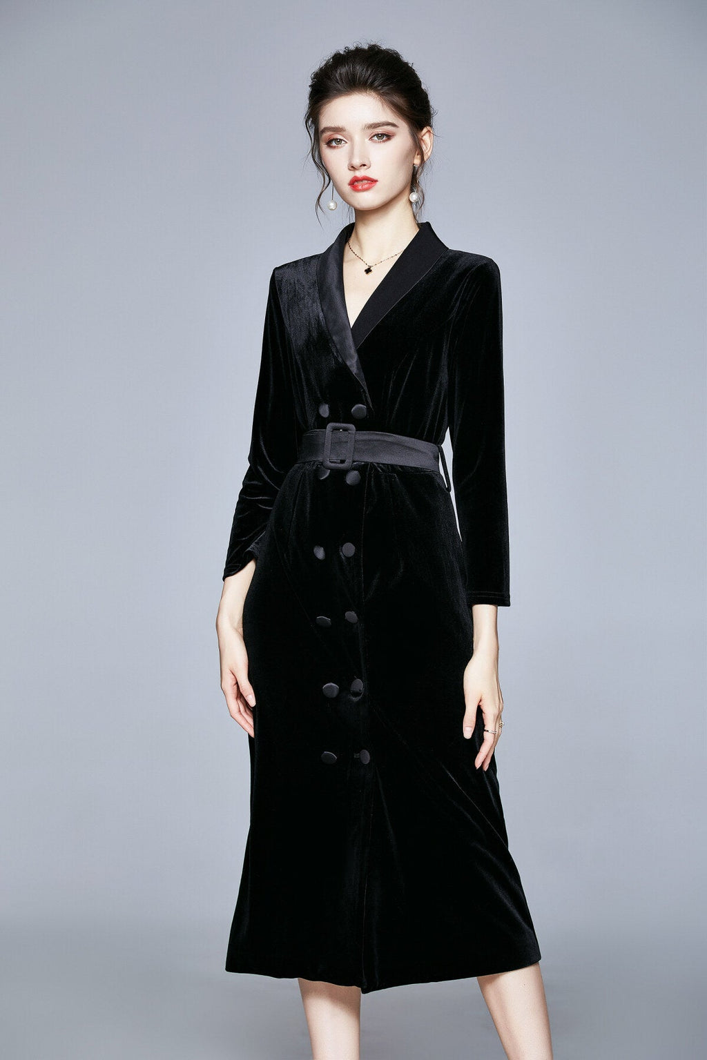 Seductive French Velvet Coat Dress