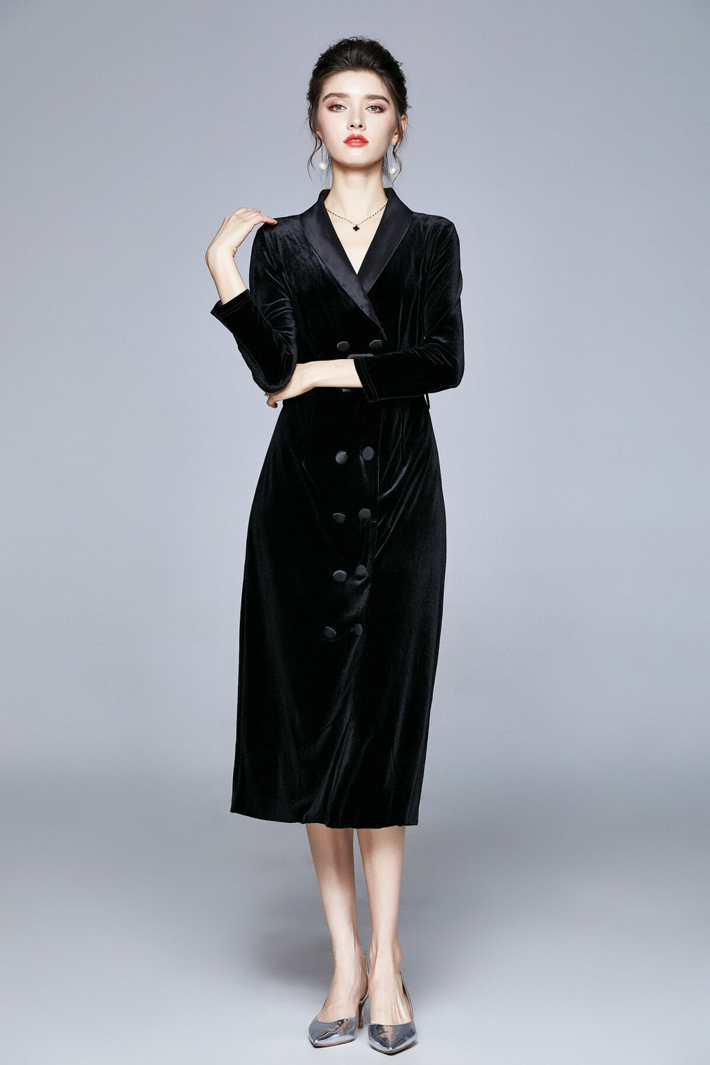 Seductive French Velvet Coat Dress
