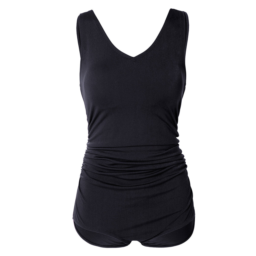 Shirred Athletic One Piece Swimsuit