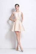 Sleeveless Bow Belt Ivory White Pleated Dress
