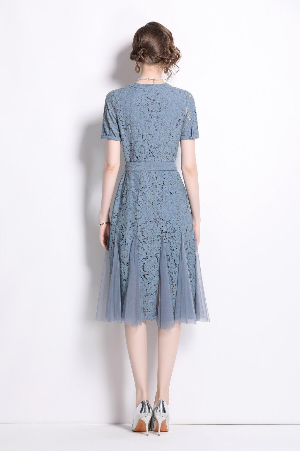 Slim Fit Long Sleeve Buckle Waist Mermaid Dress