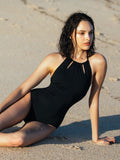 Slimming Backless Tummy Control Swimsuit in Black