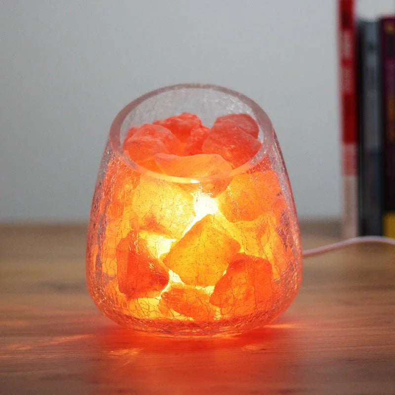 Small Pink Himalayan Crystal Salt Night Bedside Table Lamp