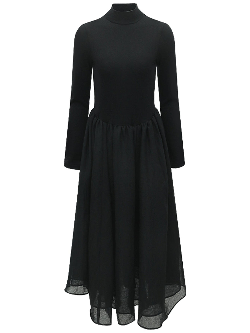 Solid Black Pleated Maxi Dress