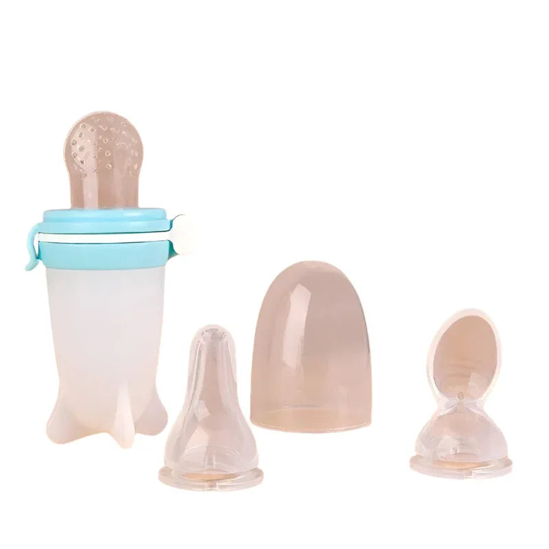 Solid Silicone Squeeze Feeding Milk Bottle
