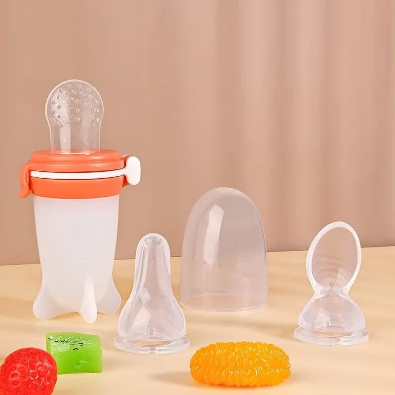Solid Silicone Squeeze Feeding Milk Bottle