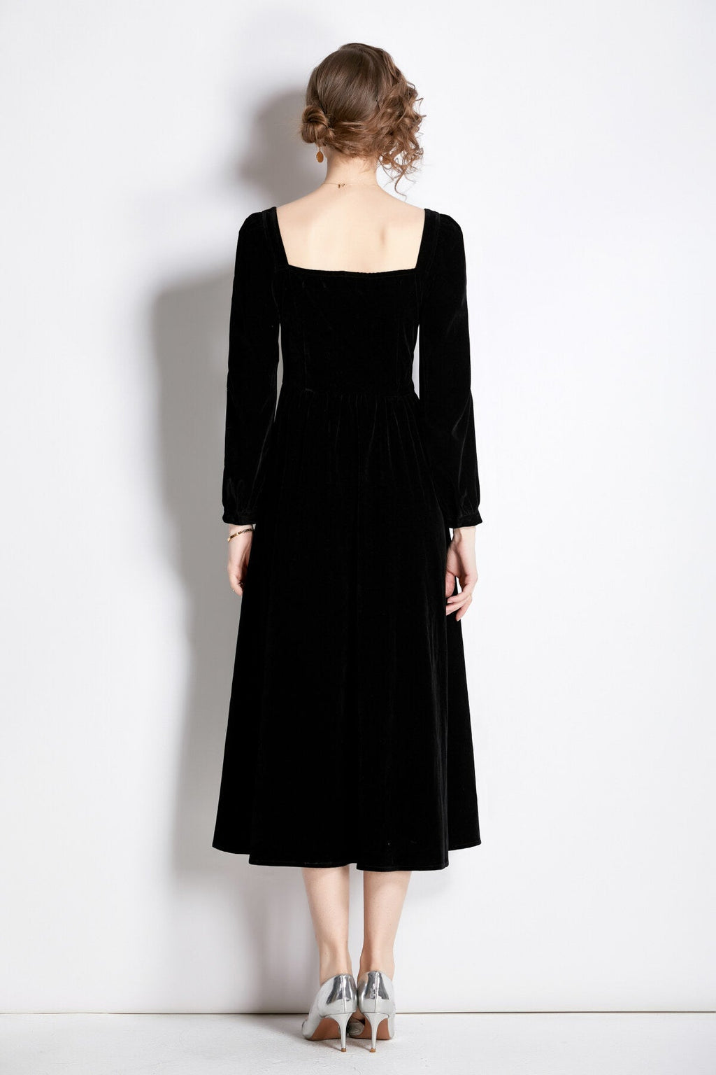 Square Sweetheart Neckline Vintage Velvet Dress