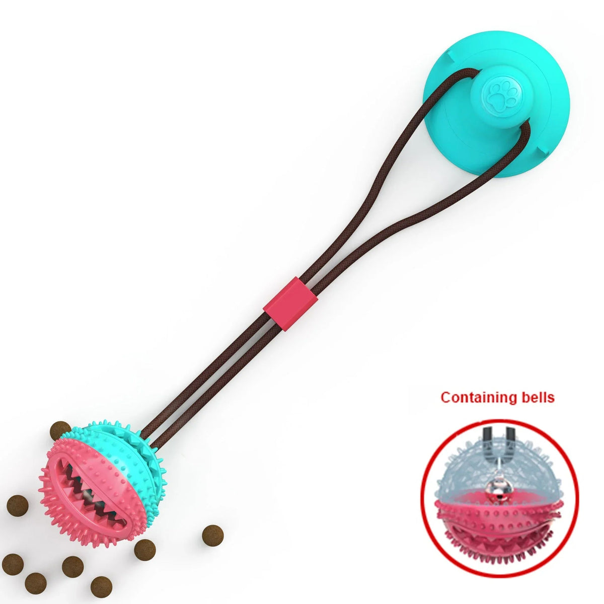 Sucker Drawstring Pet Food Dispensing Dog Ball Chew Toys