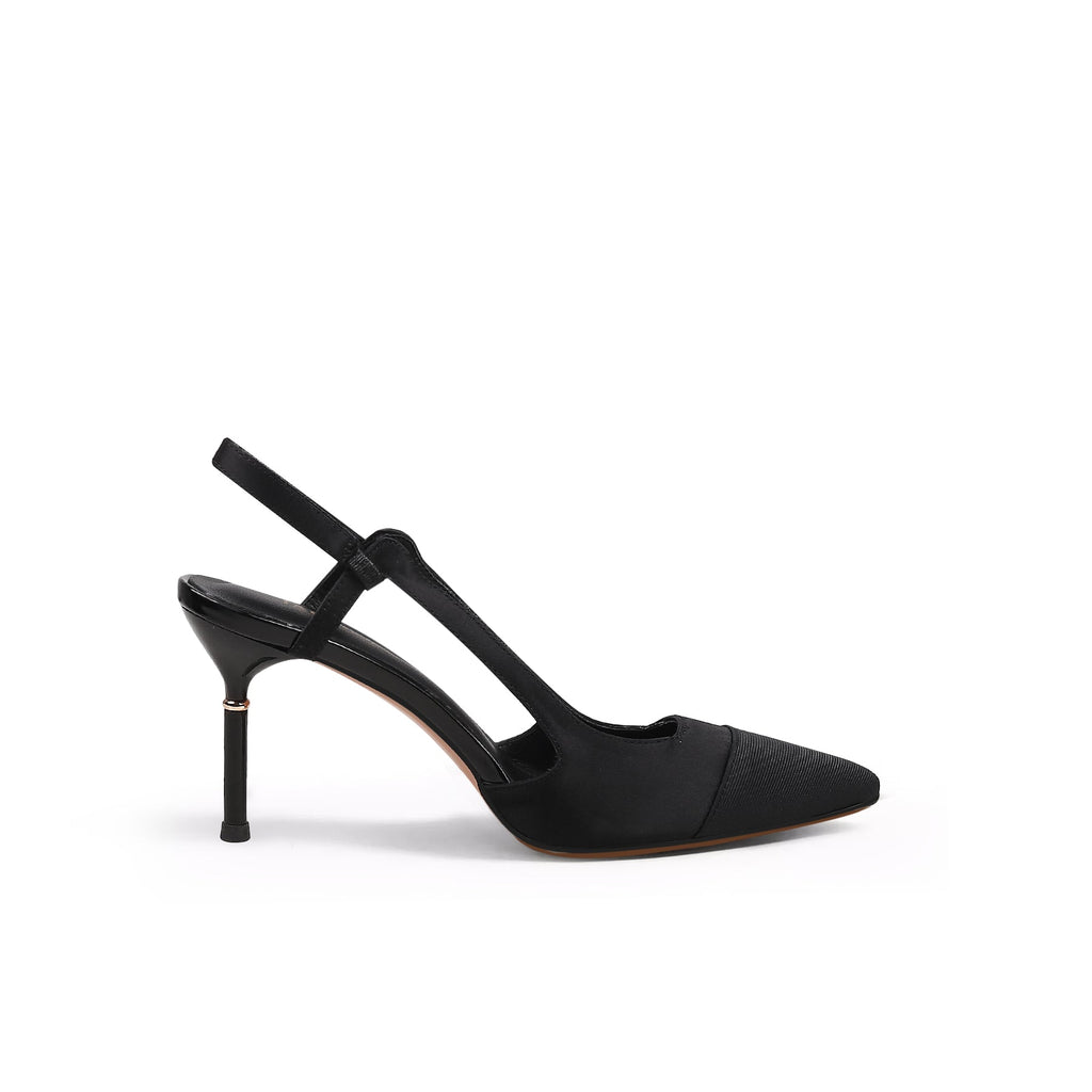 Suede Cap Classic Slingback Kitten Pumps-2