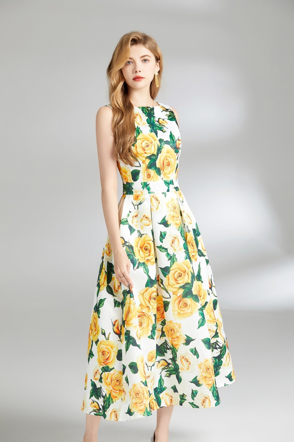 Sunshine Daydream Sleeveless Boat Neck Dress