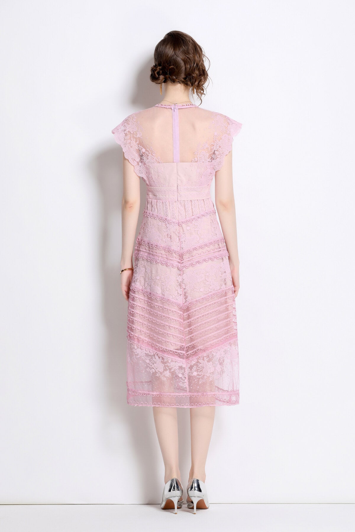 Sweet Floral Embroidered Tea Dress