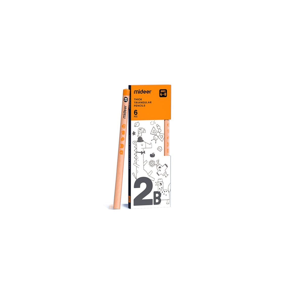 Thick Triangular Pencils - 2B 6pcs-0