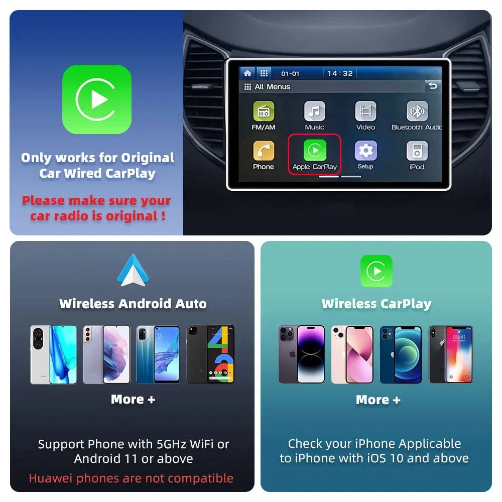 Trådlös Apple CarPlay & Android Auto Adapter