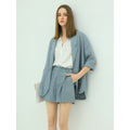 Tranquil Days Single Breasted Casual Blue Blazer-0