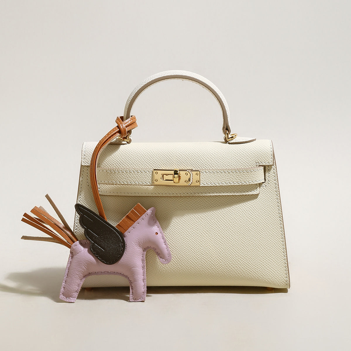 Trendy Petite Top Handle Bag with a Horse Charm-6