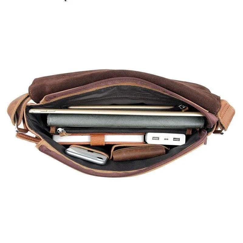 Vintage Leather Crossbody Shoulder Bag For Men