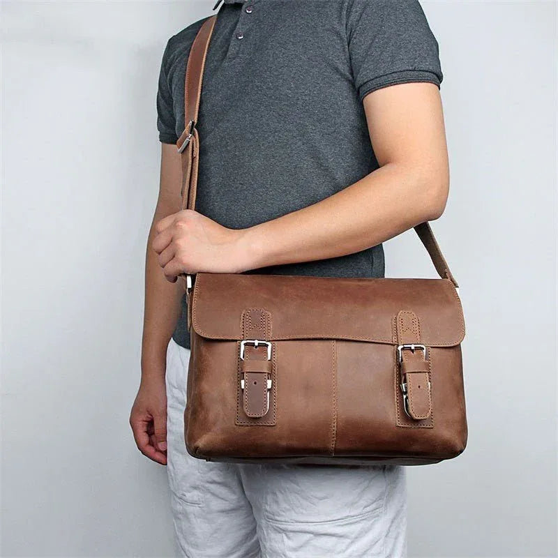 Vintage Leather Crossbody Shoulder Bag For Men