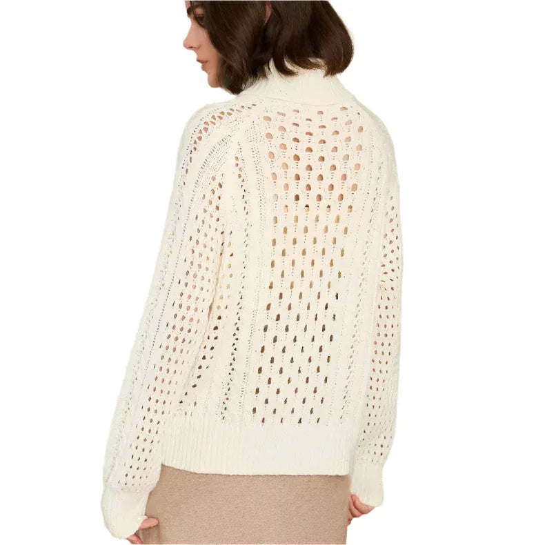 Women's Breathable Turtleneck Merino Wool Sweater