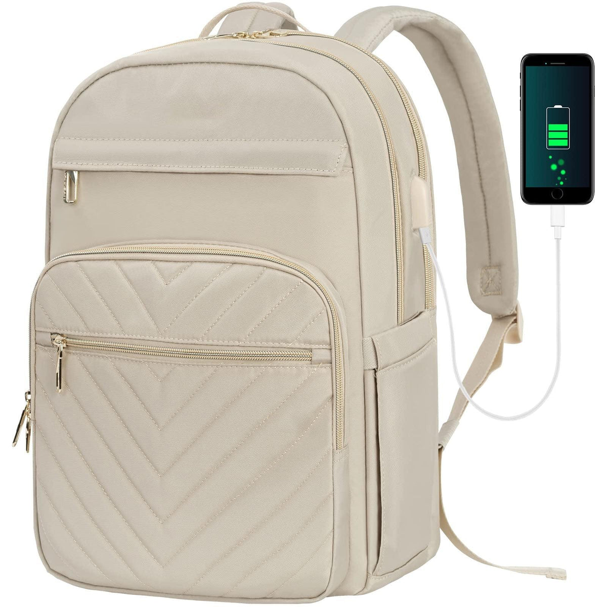 Women's Oxford Cloth USB Charging Business Work School Student Backpack