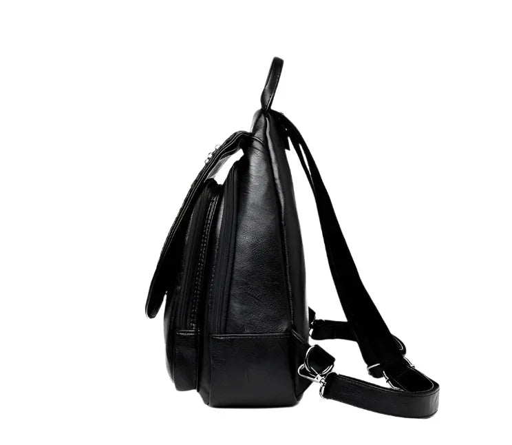 Women's Soft Leather Woven Backpack
