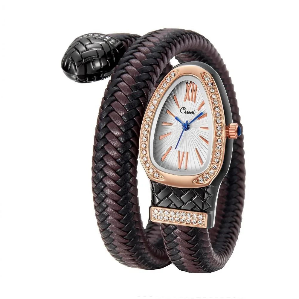 Women's Watch With Snake Shaped Leather Strap