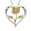 Zircon Heart Rose Silver Necklace For Women